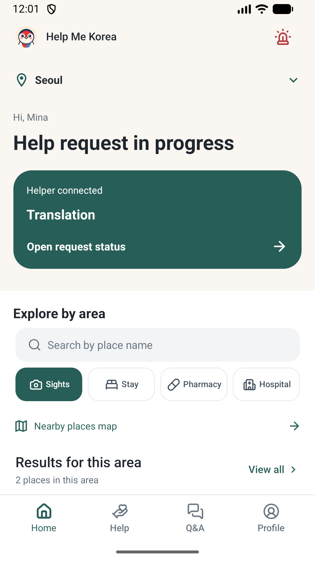 LOCAL HELP — Choose your area and situation. Ask a Korean local helper for support.